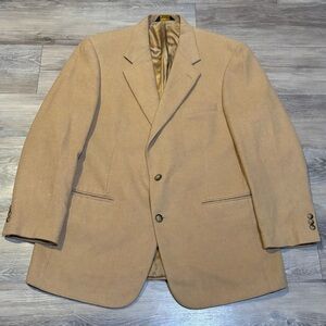 Brooks Brothers preppy 100% camel hair 2 button tan sport coat jacket Sz 44